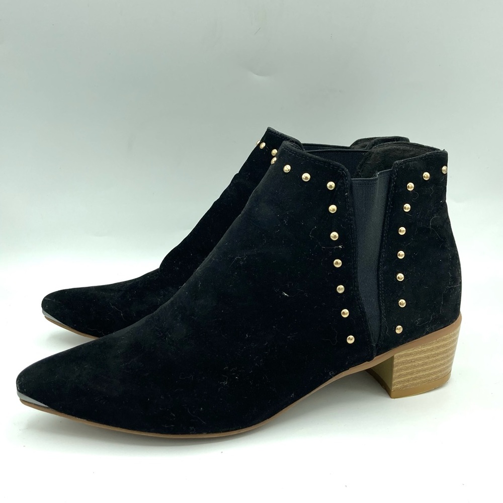 Seven 7 Black Suede Gold Studded "PIXIE BOOT" size 10 booties